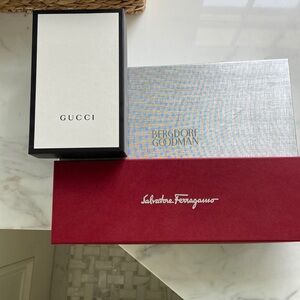 3 Assorted boxes from Ferragamo, Gucci and Bergdorf Goodman